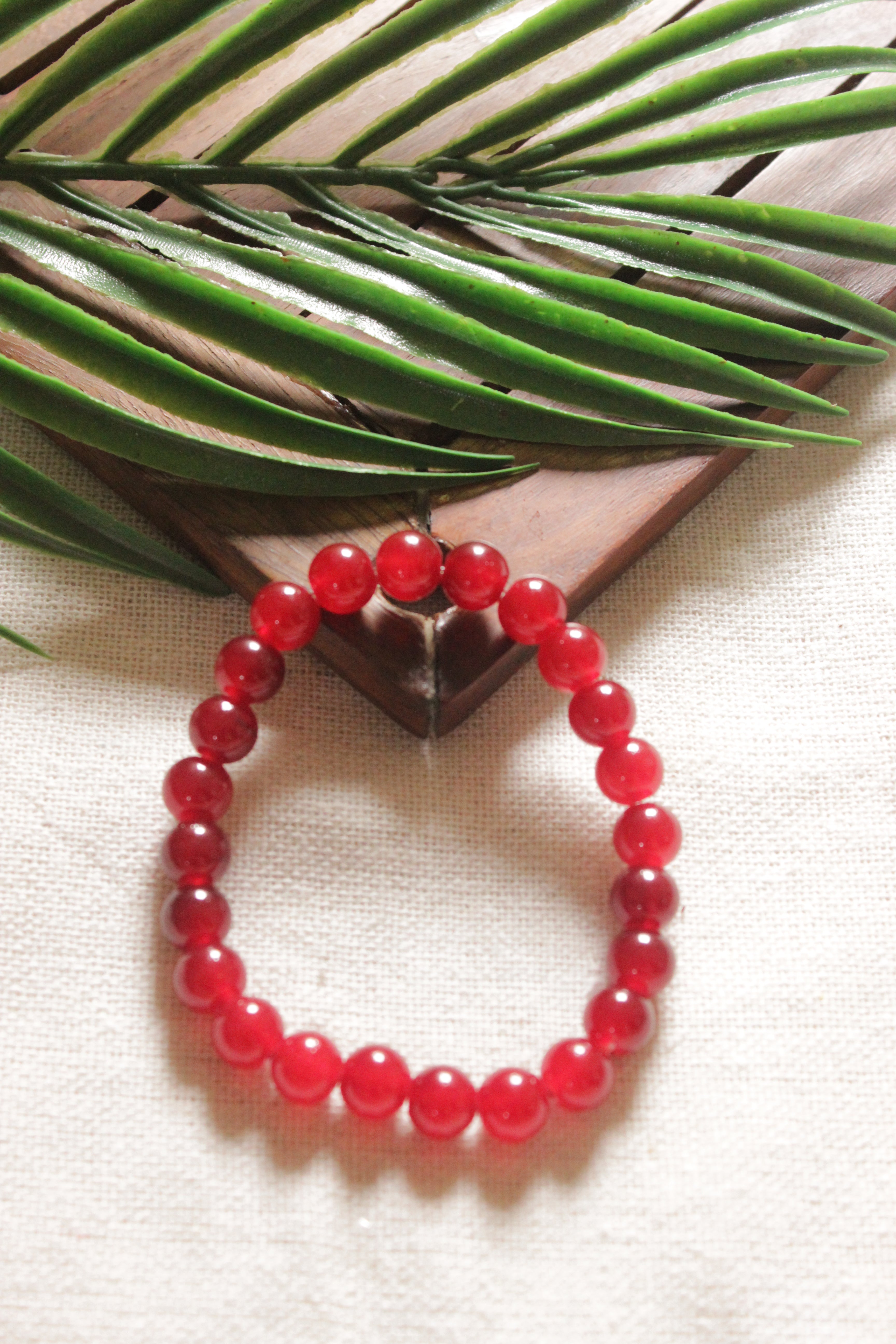 Set of 7 Jade Beads Bracelets - Red, Ivory, Pink, Green