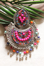 Load image into Gallery viewer, Multi-Color Beads Embellished Afghani Style Metal Earrings
