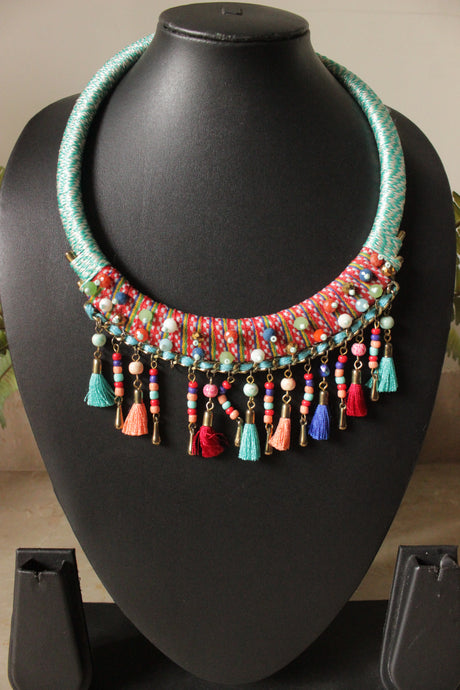 Woven Fabric Multi-Layer Choker Necklace