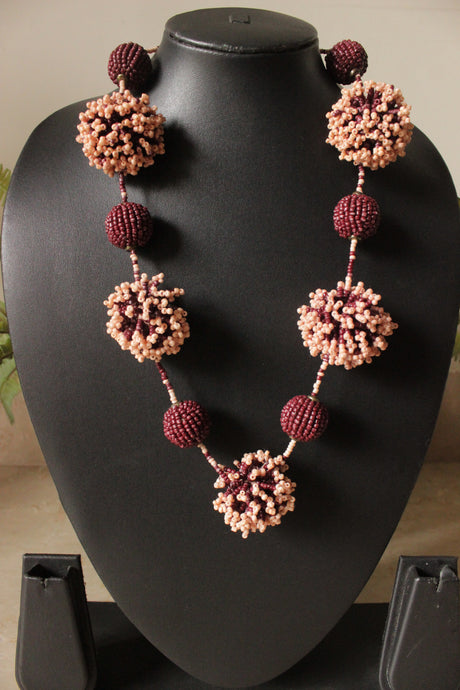Brown & Ivory Plastic Beads Versatile Necklace