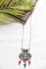 Load image into Gallery viewer, Oxidised Finish Peacock Motifs Long Chain Necklace
