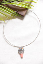 Load image into Gallery viewer, Oxidised Finish Necklace with Minimalist Pendant with Hasli Style Metal Wire Closure
