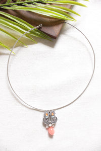 Oxidised Finish Necklace with Minimalist Pendant with Hasli Style Metal Wire Closure