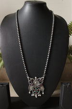 Load image into Gallery viewer, Flower Motifs Premium Oxidised Finish Glass Stones Embedded Cocktail Pendant Chain Necklace
