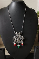 Load image into Gallery viewer, Oxidised Finish Peacock Motifs Long Chain Necklace
