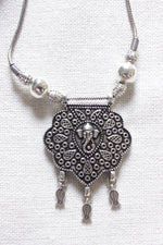 Load image into Gallery viewer, Ganesha Motif Oxidised Silver Finish Everyday Wear Chain Necklace
