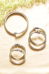 Set of 3 - Engraved Silver Hasli Necklace, 2 Bracelets and 2 Anklets