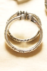 Set of 3 - Engraved Silver Hasli Necklace, 2 Bracelets and 2 Anklets