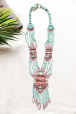 Load image into Gallery viewer, Turquoise and Red Beads Hand Braided Long Beaded Necklace

