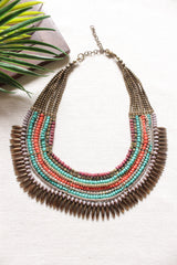Multi-Layer Beaded Choker Necklace with Adjustable Chain Closure