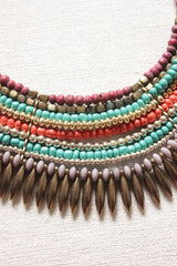 Multi-Layer Beaded Choker Necklace with Adjustable Chain Closure