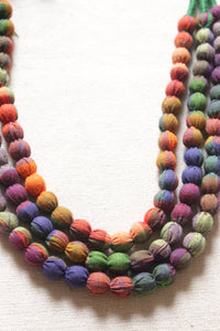 Multi-Layer Earthy Tones Fabric Beads Necklace