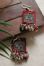 Load image into Gallery viewer, Maroon Fabric and Jute Adjustable Thread Closure Necklace Set
