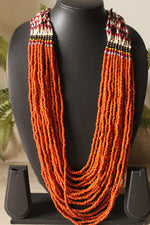 Load image into Gallery viewer, Orange Beaded Multi-Layer Handmade Elaborate Necklace
