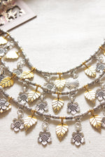 Load image into Gallery viewer, 3 Layer Dual Tone Leaf and Flower Motifs Adjustable Closure Nekclace
