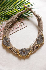 Load image into Gallery viewer, Multi Layer Handmade Jute Necklace with Dual Tone Metal Charms
