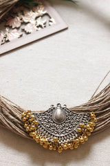 Multi Layer Handmade Jute Necklace with Dual Tone Metal Charms