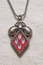 Load image into Gallery viewer, Oxidised Finish Hand Painted Flowers Pendant Petite Chain Necklace
