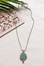 Load image into Gallery viewer, Oxidised Finish Hand Painted Pendant Petite Chain Necklace
