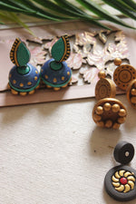 Load image into Gallery viewer, Set of 4 Earthy Handmade Terracotta Clay Jhumka Earrings
