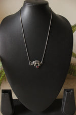 Load image into Gallery viewer, Oxidised Finish Elephant Pendant Petite Chain Necklace
