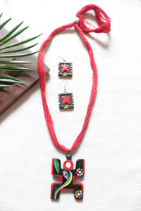 Handcrafted Tribal Motifs Terracotta Clay Adjustable Length Necklace Set