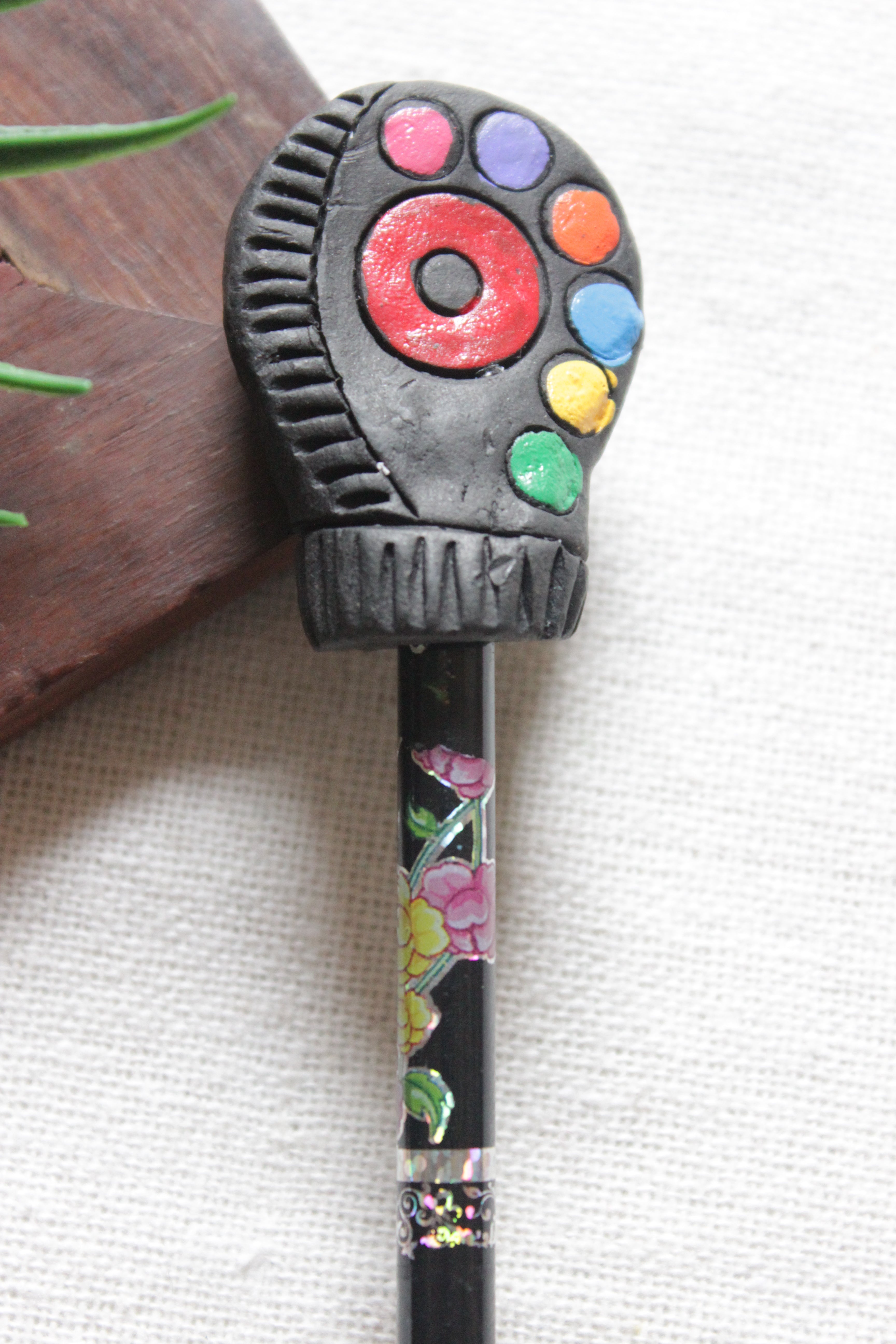 Handcrafted Terracotta Clay Earthy Black Bun Stick/Juda Stick