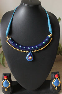 Terracotta Clay Handmade Hasli Style Adjustable Length Choker Necklace Set