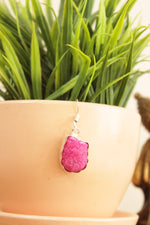 Load image into Gallery viewer, Natural Sugar Druzy Gemstone Embedded Silver Plated Earrings
