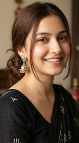 Intricately Detailed Oxidised Finish Dangler Jhumka Earrings