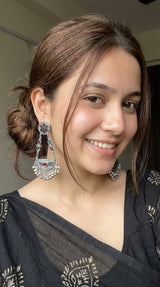 Multi-Color Glass Stones Embedded Afghani Earrings