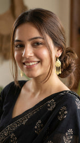 Gold Toned Brass Metal Dangler Earrings