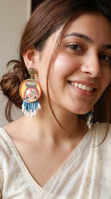 Hand Painted Quirky Fabric Dangler Earrings
