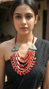 Red Bone Beads Handcrafted Multi-Layer African Tribal Necklace