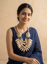 Ivory Bone Beads Quirky Statement Necklace