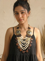 Ivory & Brown Bone Beads Handcrafted Multi-Layer African and Tibetan Tribal Necklace