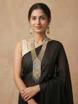 Ivory and Multi-Color Hand Beaded Long Necklace Set
