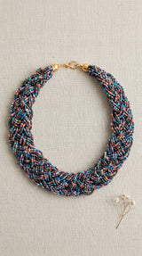 Multicolour Braided Seed Bead Chunky Choker Necklace