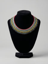 Multi-Color Beads and Metal Accents  Statement Choker Necklace