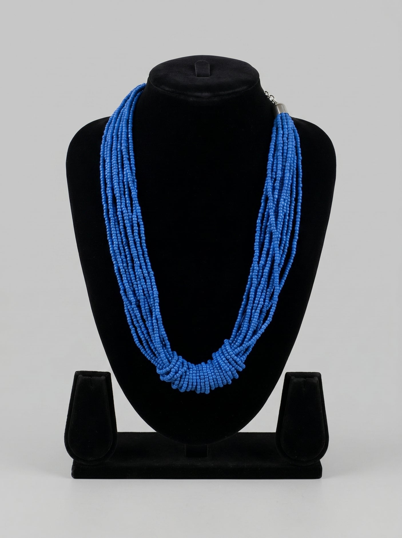 Royal Blue Layered Seed Bead Twisted Rope Long Necklace