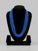 Royal Blue Layered Seed Bead Twisted Rope Long Necklace