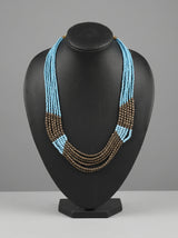 Blue and Bronze Elegant Beaded Necklace