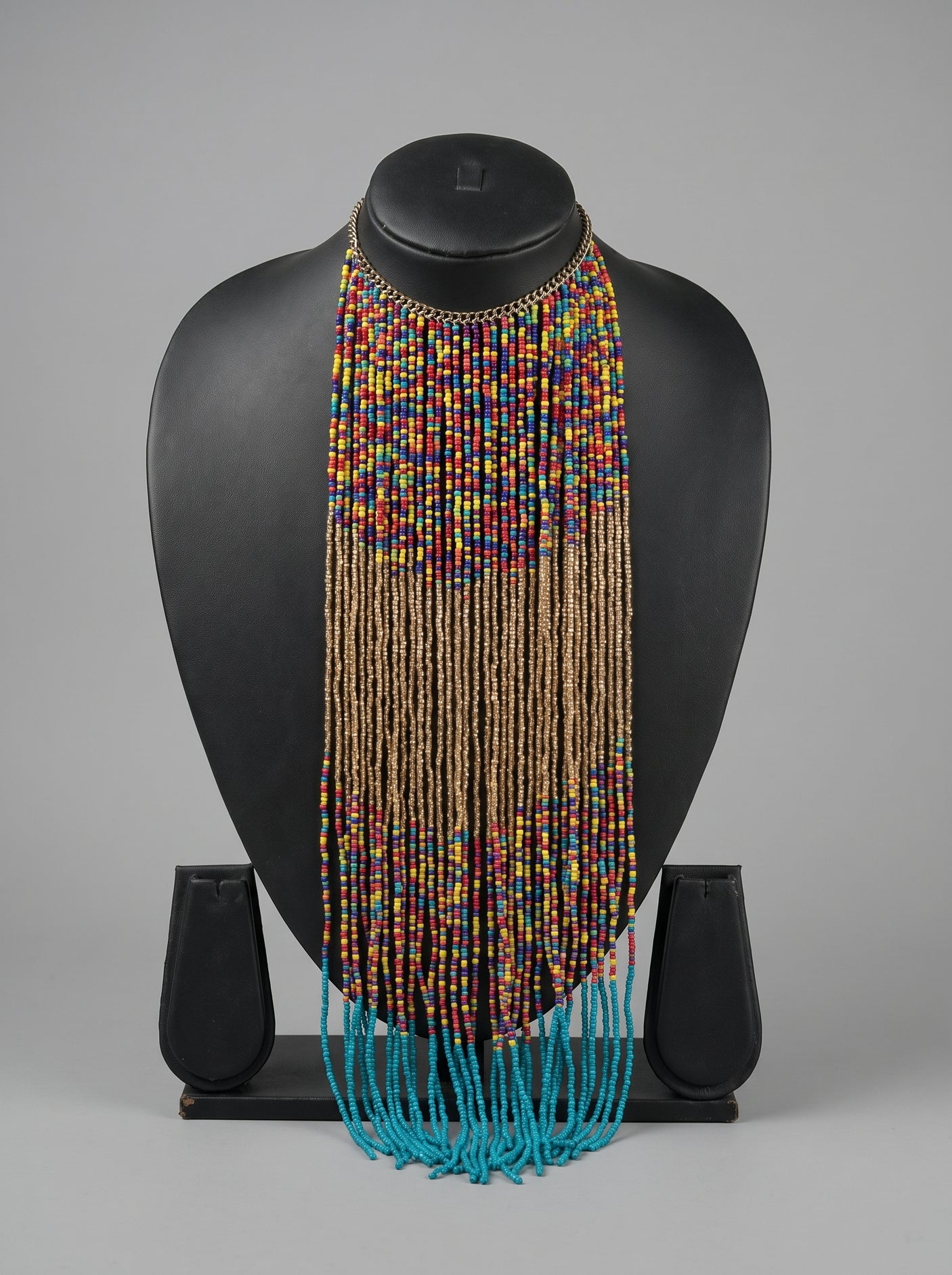 Muted Color Beads Handmade Waterfall Necklace