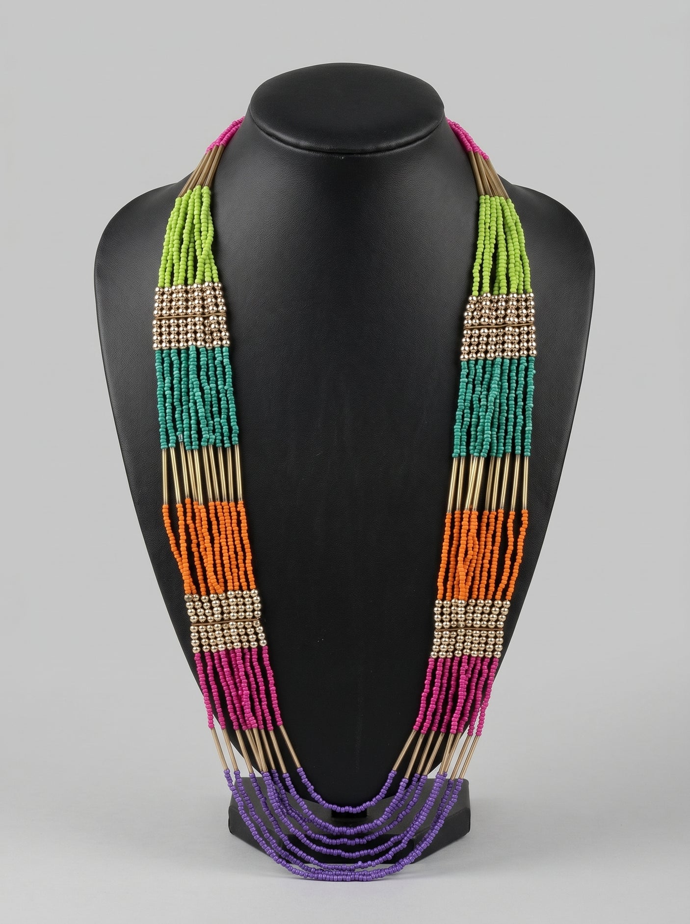 Vibrant Multi-Color Beads Statement Handmade Necklace