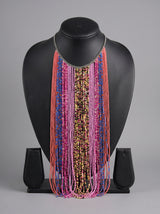 Multi-Color Beads Statement Handmade Waterfall Necklace