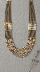Bronze and Silver Beads Multi-Layer Necklace