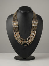 Bronze and Silver Beads Multi-Layer Necklace