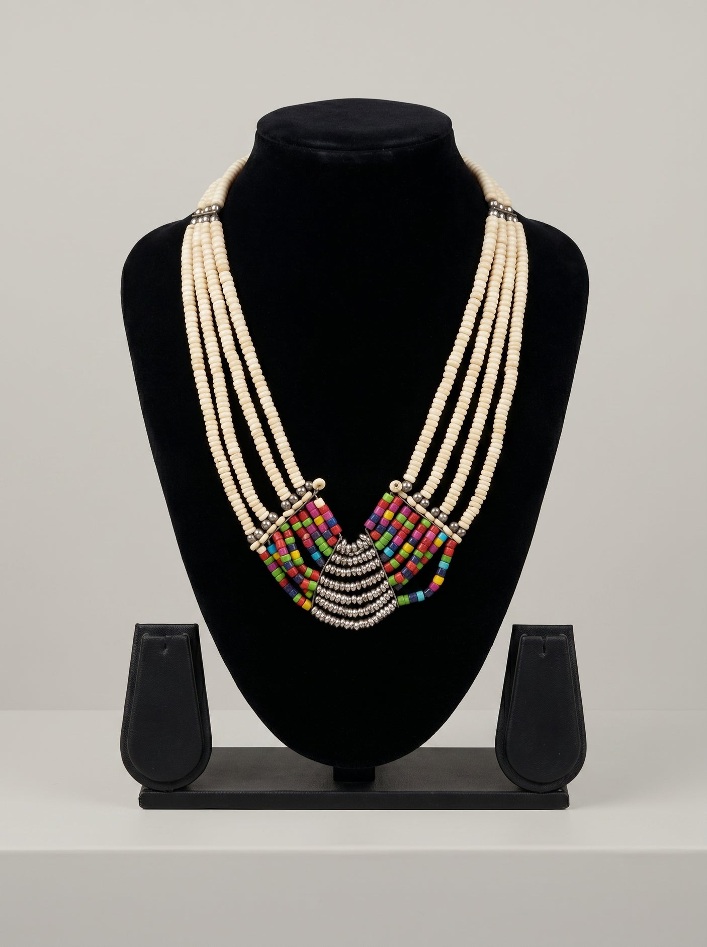 Multi-Color Beads and Metal Handmade Boho Necklace