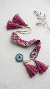 Handwoven Tribal Tassel Choker Necklace