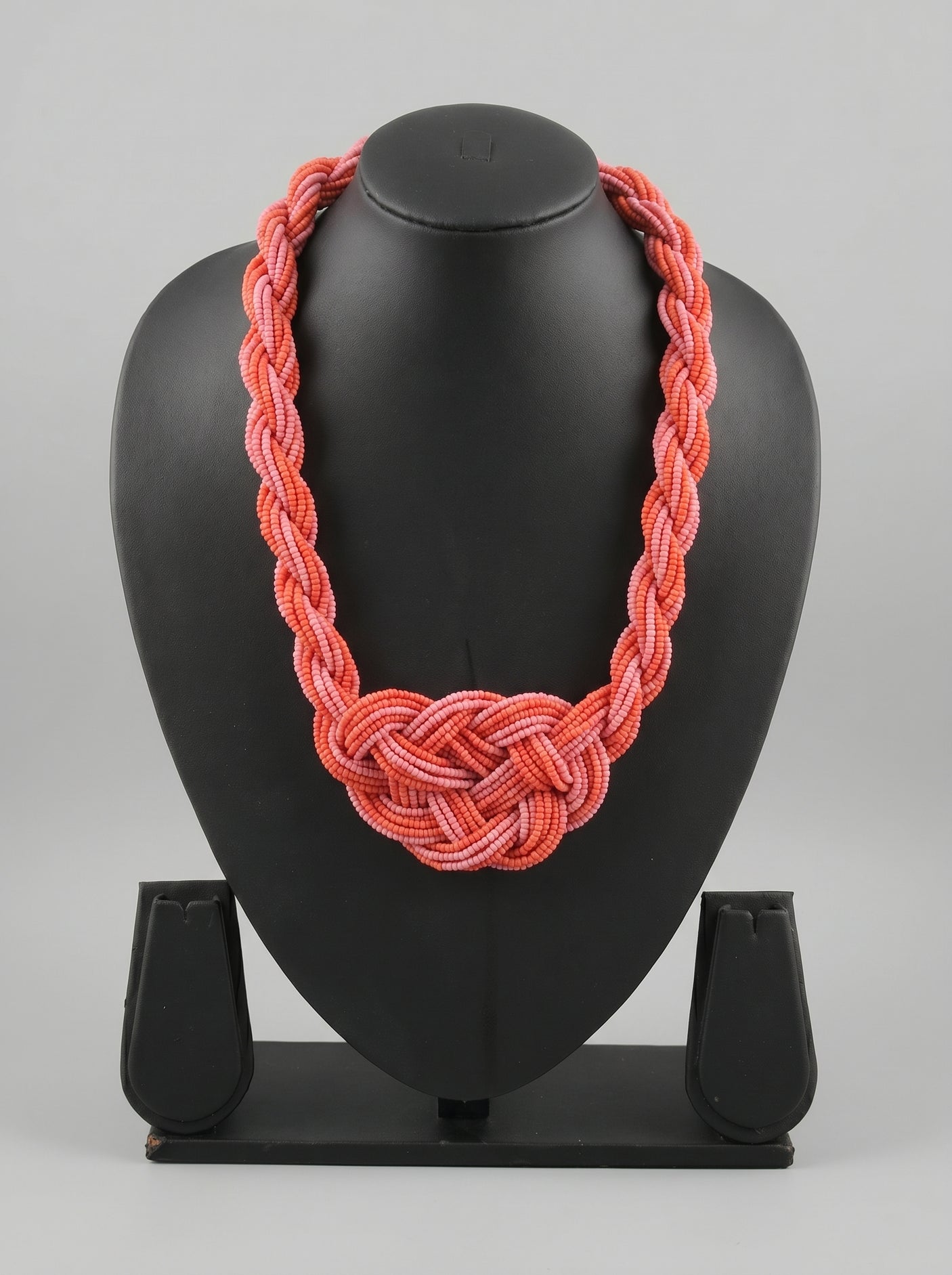 Orange and Pink Twisted Beads Handmade Necklace